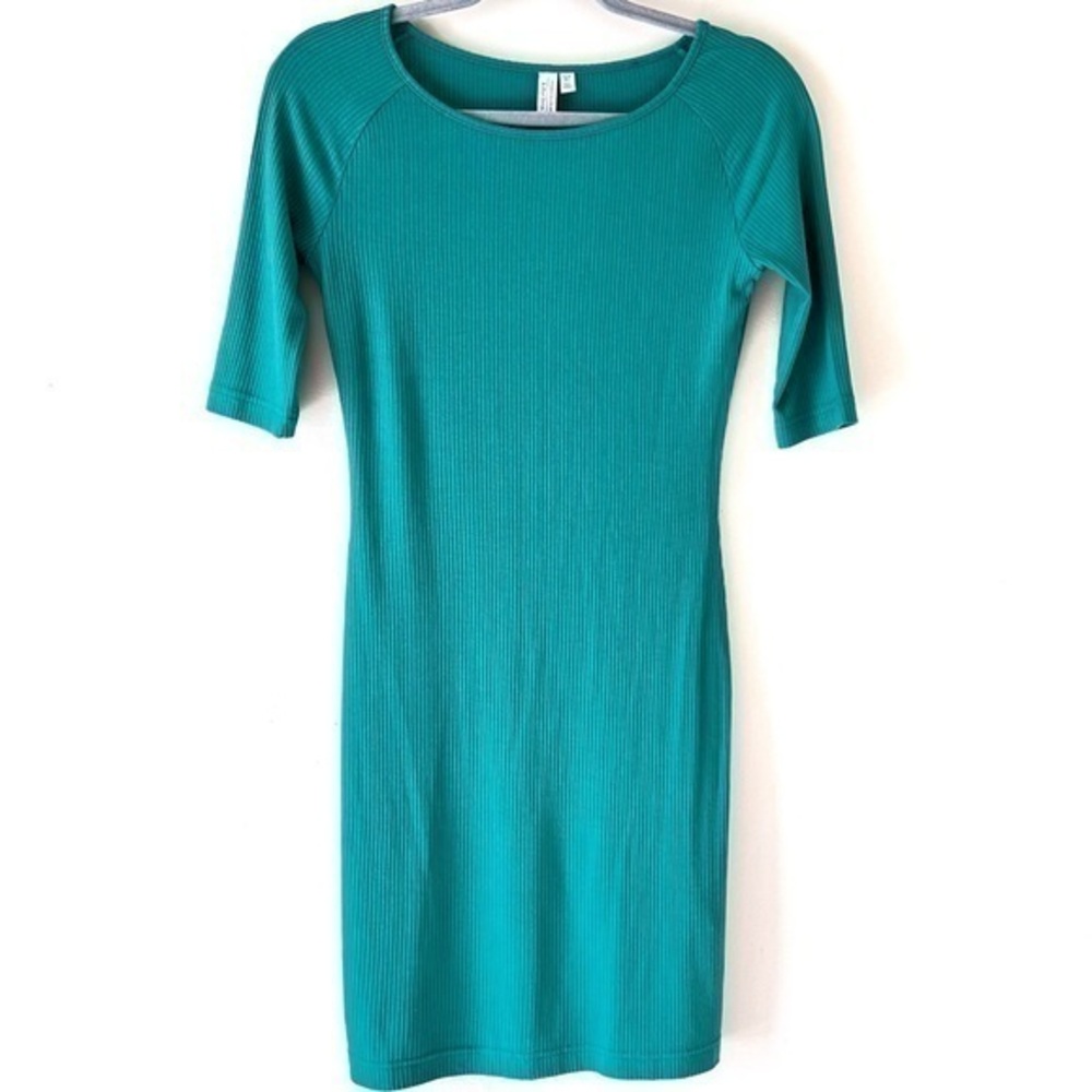 & Other Stories bodycon knit dress kelly Green Ribbed knit Short Sleeve size 4
